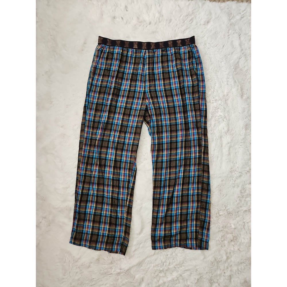 Savage X Fenty Rihanna Mens Plaid Lounge Pants Flannel Pajamas Blue  XXL